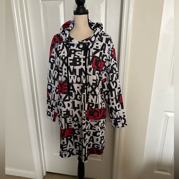 Love Moschino Alphabet Logo Print Hooded Long Sleeves Art To Wear Shirt Dress - Picture 5 of 15